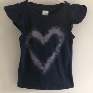 8/$25 Old Navy 12-18m Navy Cap Sleeve Ruffle Heart Shirt